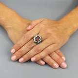 9K Gold Queen Ring in Silver Band - Monte Cristo