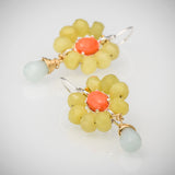 Coral Jade and Amazonite flower earrings