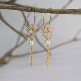 Rose Quartz Cluster Hoop Earrings