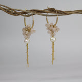 Rose Quartz Cluster Hoop Earrings