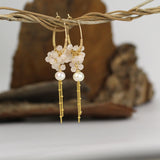 Rose Quartz Cluster Hoop Earrings