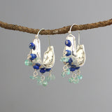 Lapis Apatite Silver Hoop Earrings