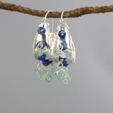 Lapis Apatite Silver Hoop Earrings
