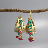Turquoise Ruby Hoop Earrings