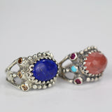 Silver Lapis Zircon Happy Ring