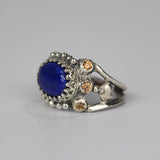 Silver Lapis Zircon Happy Ring