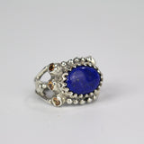 Silver Lapis Zircon Happy Ring