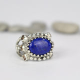 Silver Lapis Zircon Happy Ring