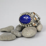 Silver Lapis Zircon Happy Ring
