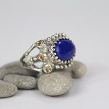 Silver Lapis Zircon Happy Ring