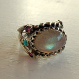 Silver Labradorite Gemstone Ring