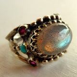 Silver Labradorite Gemstone Ring
