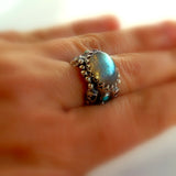 Silver Labradorite Gemstone Ring