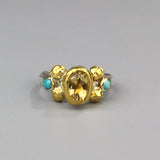 Solid Gold and Silver Citrine Helena Ring