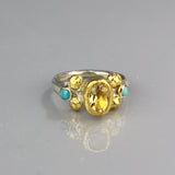 Solid Gold and Silver Citrine Helena Ring