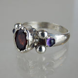 Garnet Helena Ring in Silver Band