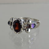 Garnet Helena Ring in Silver Band