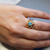 Solid Gold and Silver Labradorite Helena Ring