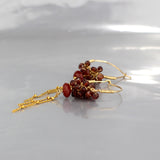 Garnet Long Hoop Earrings in Gold Filled