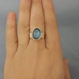 Silver Labradorite Wire Wrapped Ring