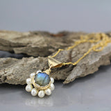 Labradorite Pearl Flower Necklace