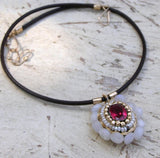 Red Zircon, Moonstones Mandala Necklace