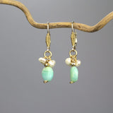 Peruvian Opal and Pearl Earrings Necklace Jewelry Set, Wedding Jewelry Set, Bridal Necklace and Earrings