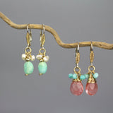 Cherry Quartz and Amazonite Jewelry Set - Earrings and Necklace Set
