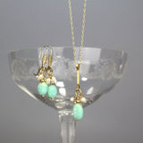 Peruvian Opal and Pearl Earrings Necklace Jewelry Set, Wedding Jewelry Set, Bridal Necklace and Earrings