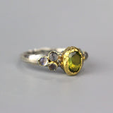 Peridot Engagement Ring, Bohemian Engagement Ring, Mixed Metal Ring, Peridot Labradorite Engagement Ring, August Birthstone, Birthstone Ring