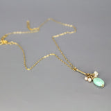 Peruvian Opal and Pearl Earrings Necklace Jewelry Set, Wedding Jewelry Set, Bridal Necklace and Earrings