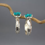 Large Turquoise Hoop Earrings - Sterling Silver Boho Hoops