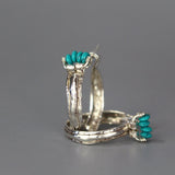 Large Turquoise Hoop Earrings - Sterling Silver Boho Hoops