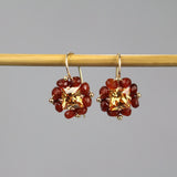 Square Gemstone Earrings, Champagne CZ Earrings, Carnelian Earrings, Autumn Wedding Earrings, Unique Bridal Earrings, Geometric Earrings