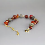 Multi Stone Bracelet, Autumn Jewelry, Red Gemstone Bracelet, Gold Filled Bracelet, Chain Bracelet, Fall Jewelry, Layering Bracelet