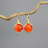 Carnelian Jewelry, Wire Wrapped Carnelian Earrings, Bohemian Jewelry, Gold Wire Wrapped Earrings, Gemstone Earrings, Christmas Gift, Dainty