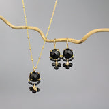 Onyx Cluster Clover Necklace