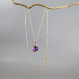 Gold Filled Amethyst Necklace, Amethyst Pendant Necklace, Amethyst Birthstone, Wire Wrapped Necklace, February Birthstone, Minimal Style