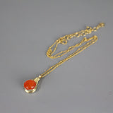 Wire Wrap Carnelian Pendant Necklace