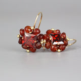 Unique Carnelian Earrings, Vintage Inspired Gemstone Earrings, Square Earrings, Red CZ Earrings, Red Gemstone Earrings, Colorful Jewelry