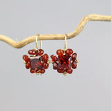 Unique Carnelian Earrings, Vintage Inspired Gemstone Earrings, Square Earrings, Red CZ Earrings, Red Gemstone Earrings, Colorful Jewelry