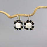 Mother of Pearl Earrings, Black and White Gemstone Earrings, Unique Bridesmaid Earrings, Onyx Earrings, Multi Stone Earrings, Elegant