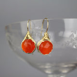 Carnelian Jewelry, Wire Wrapped Carnelian Earrings, Bohemian Jewelry, Gold Wire Wrapped Earrings, Gemstone Earrings, Christmas Gift, Dainty