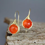 Carnelian Jewelry, Wire Wrapped Carnelian Earrings, Bohemian Jewelry, Gold Wire Wrapped Earrings, Gemstone Earrings, Christmas Gift, Dainty