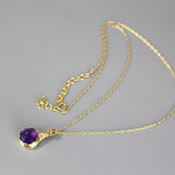 Gold Filled Amethyst Necklace, Amethyst Pendant Necklace, Amethyst Birthstone, Wire Wrapped Necklace, February Birthstone, Minimal Style