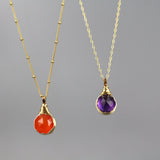 Wire Wrap Carnelian Pendant Necklace