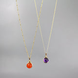 Gold Filled Amethyst Necklace, Amethyst Pendant Necklace, Amethyst Birthstone, Wire Wrapped Necklace, February Birthstone, Minimal Style