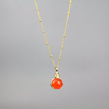 Wire Wrap Carnelian Pendant Necklace