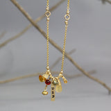 Gold Hebrew Engraved Abundance Necklace, Meaningful Gifts, Empowerment Gifts, Gemstone Charm Necklace, Carnelian, Citrine, Pearl