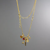 Gold Hebrew Engraved Abundance Necklace, Meaningful Gifts, Empowerment Gifts, Gemstone Charm Necklace, Carnelian, Citrine, Pearl